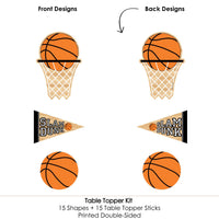 Nothin' But Net - Basketball - Baby Shower or Birthday Party Centerpiece Sticks - Table Toppers - Set of 15