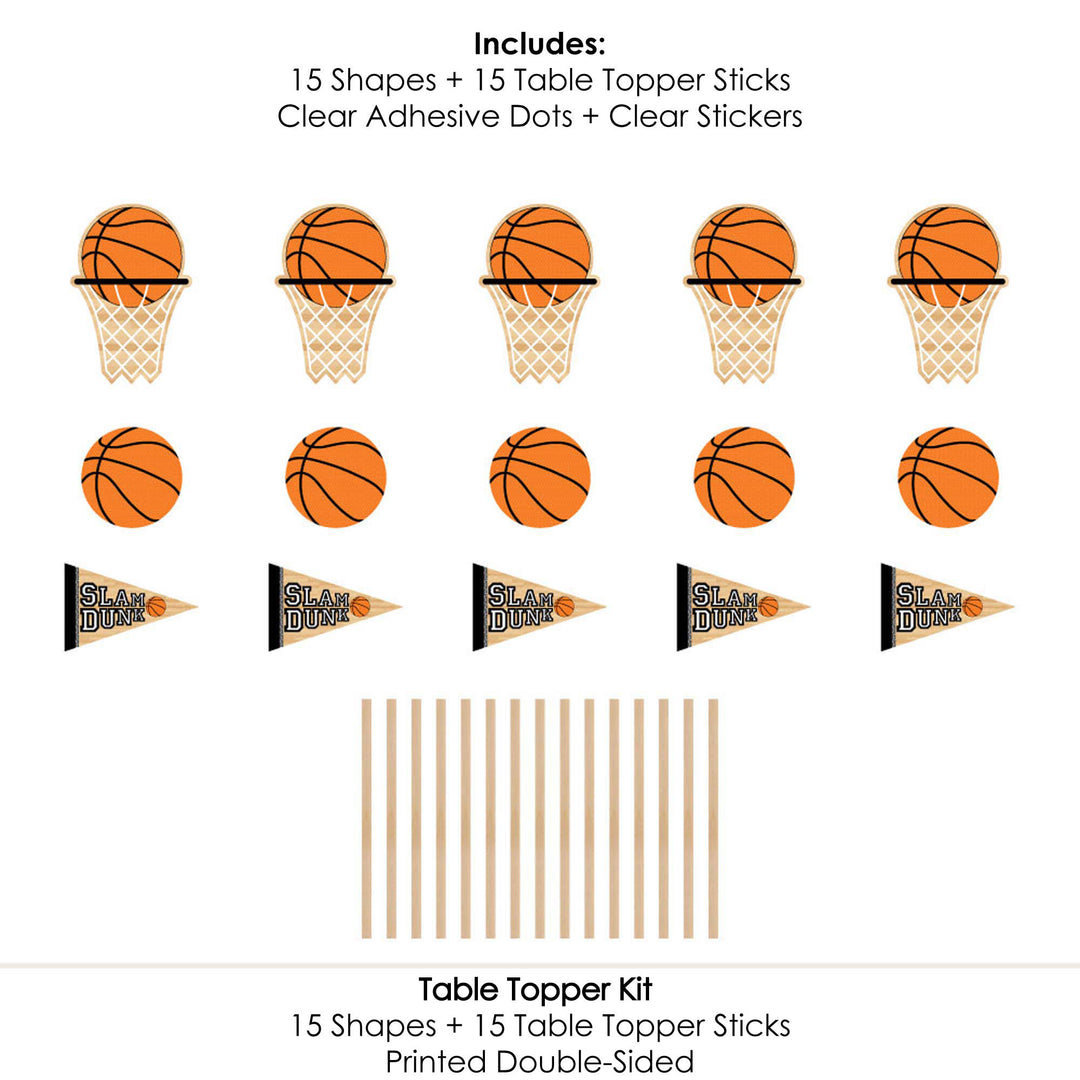 Nothin' But Net - Basketball - Baby Shower or Birthday Party Centerpiece Sticks - Table Toppers - Set of 15