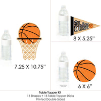 Nothin' But Net - Basketball - Baby Shower or Birthday Party Centerpiece Sticks - Table Toppers - Set of 15