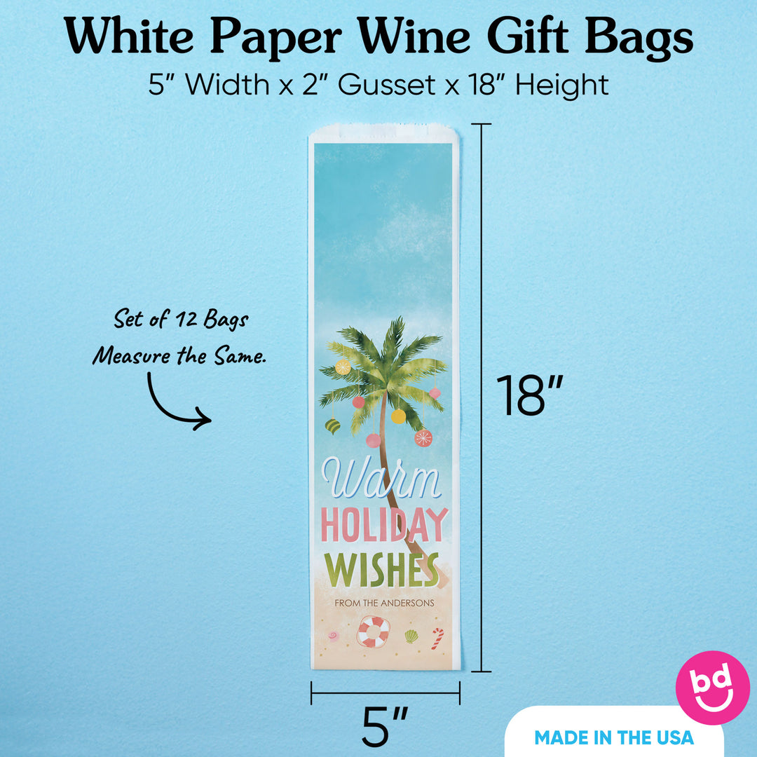 Custom Text Wine Bags - Beach Christmas