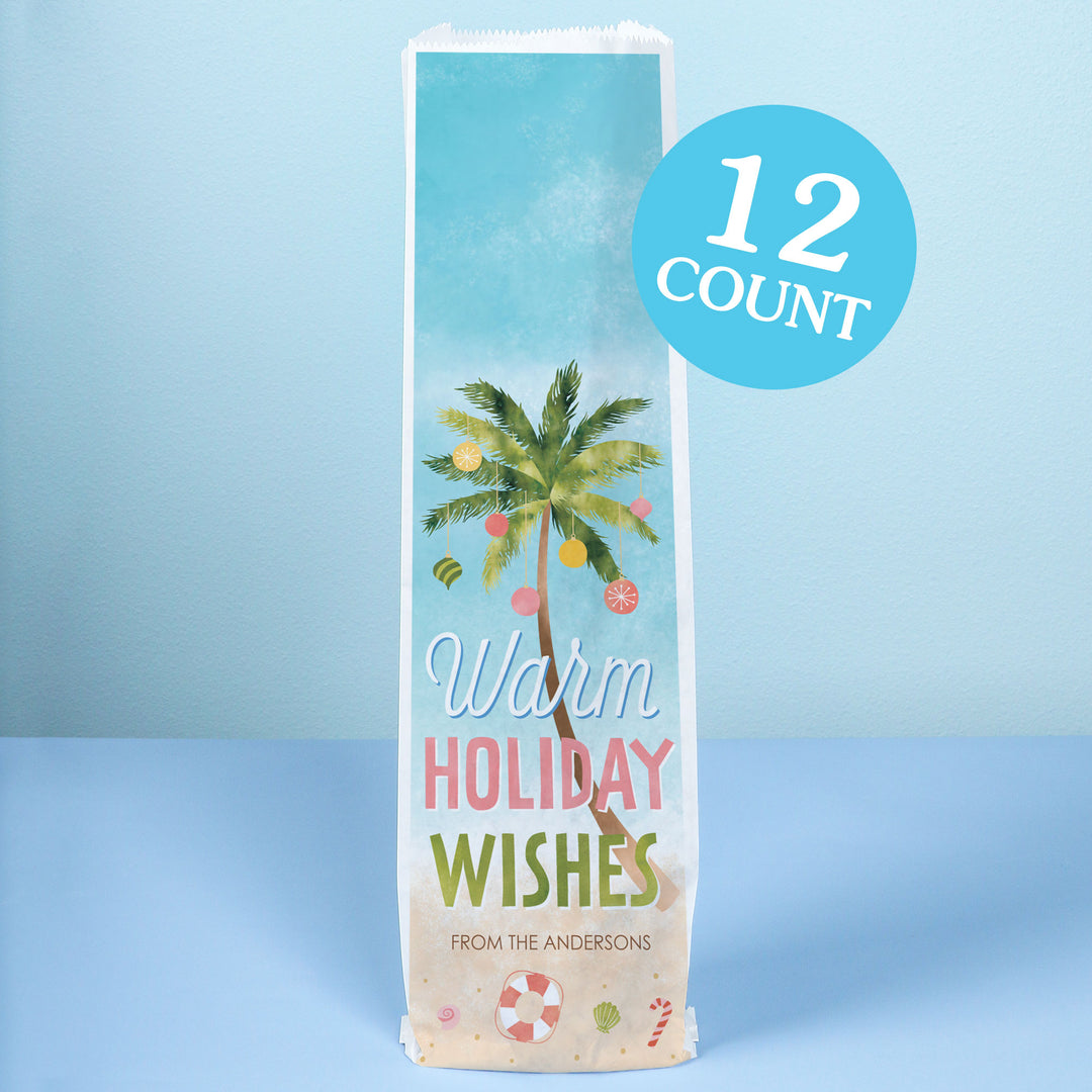 Custom Text Wine Bags - Beach Christmas