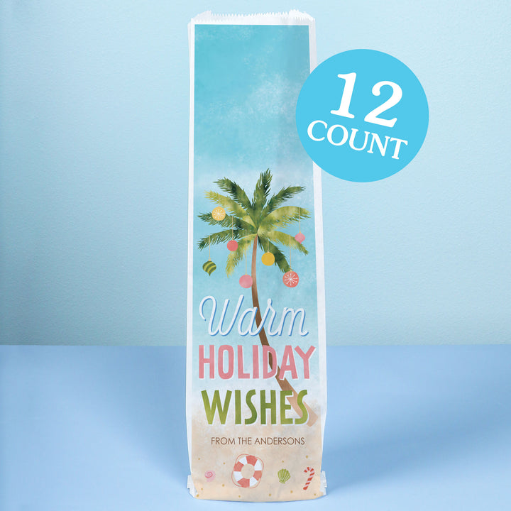 Custom Text Wine Bags - Beach Christmas