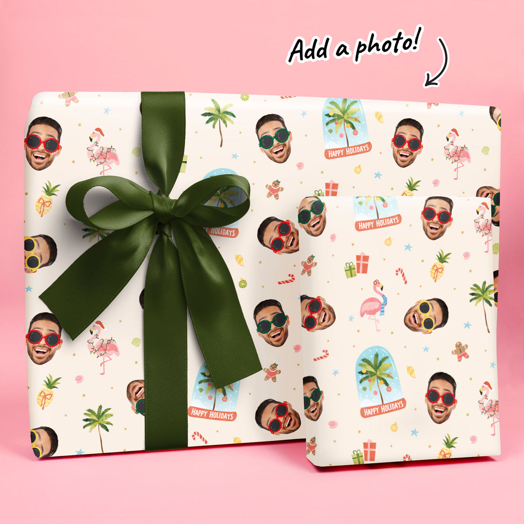 Custom Face Wrapping Paper - Beach Christmas