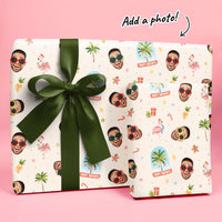 Custom Face Wrapping Paper - Beach Christmas