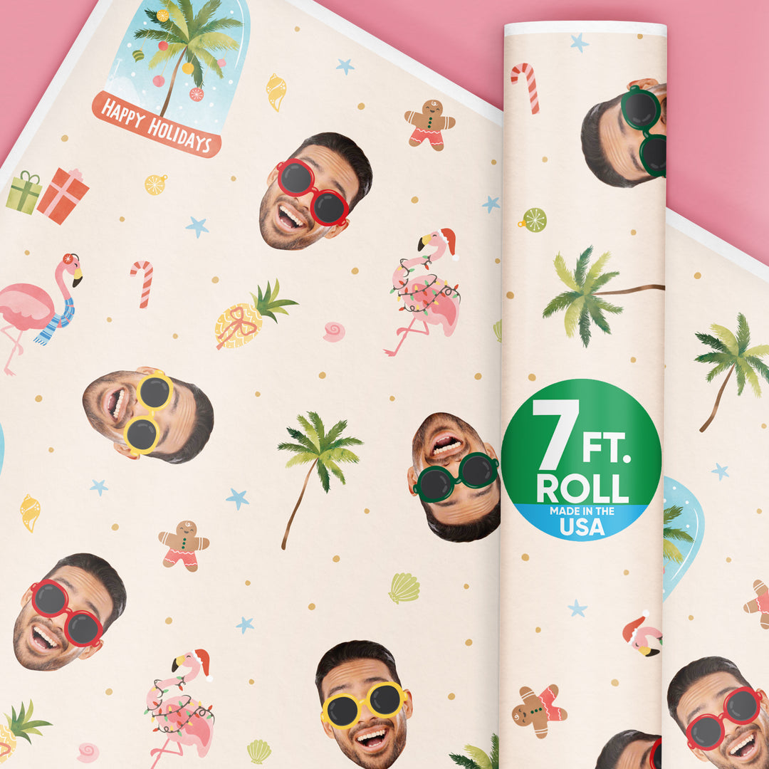 Custom Face Wrapping Paper - Beach Christmas