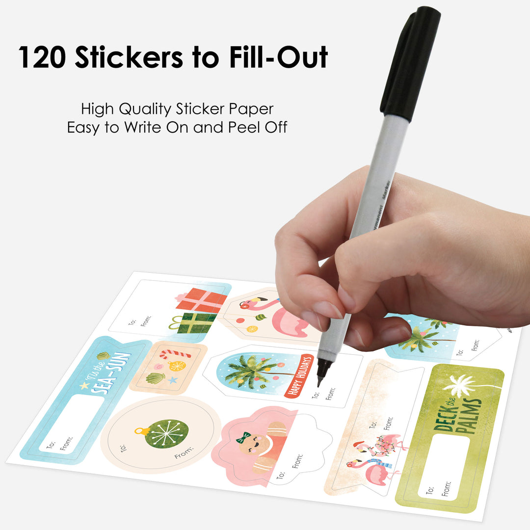 Beach Christmas To and From Stickers - 12 Sheets