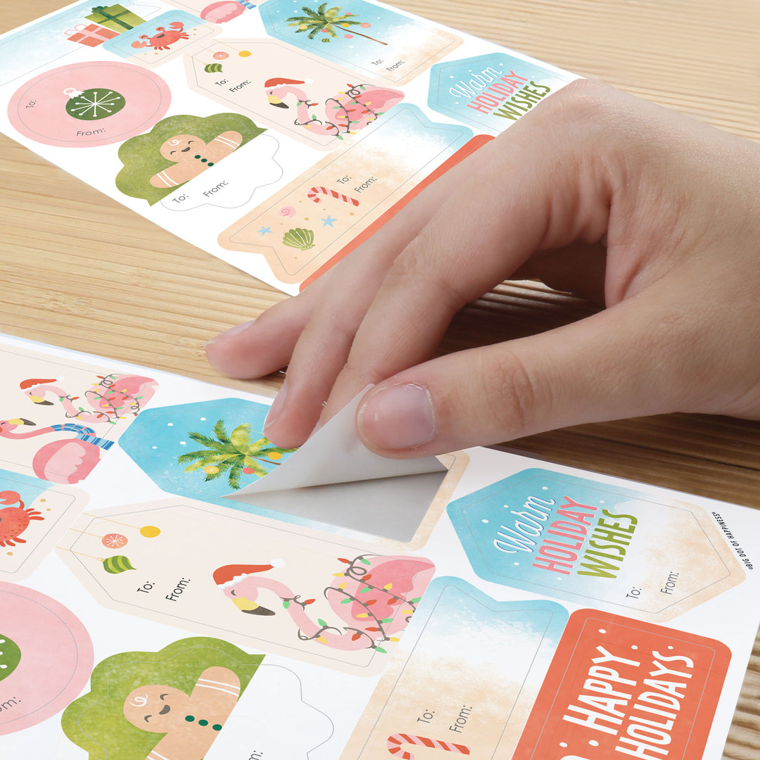 Beach Christmas To and From Stickers - 12 Sheets