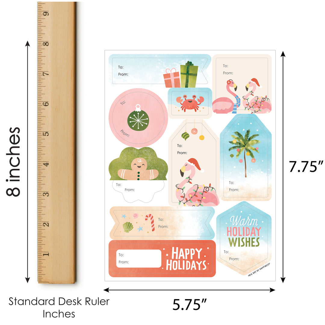Beach Christmas To and From Stickers - 12 Sheets