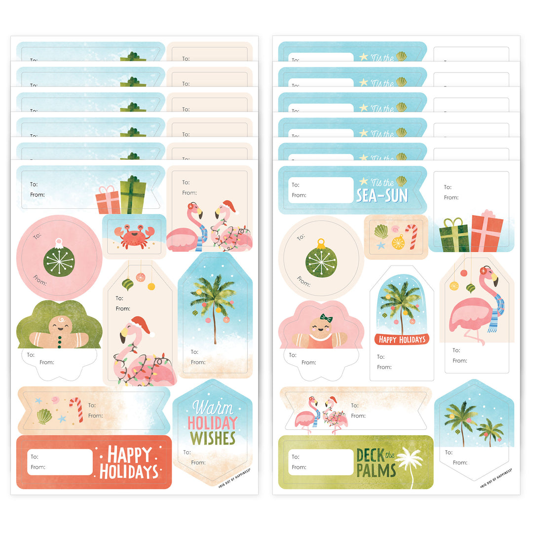 Beach Christmas To and From Stickers - 12 Sheets