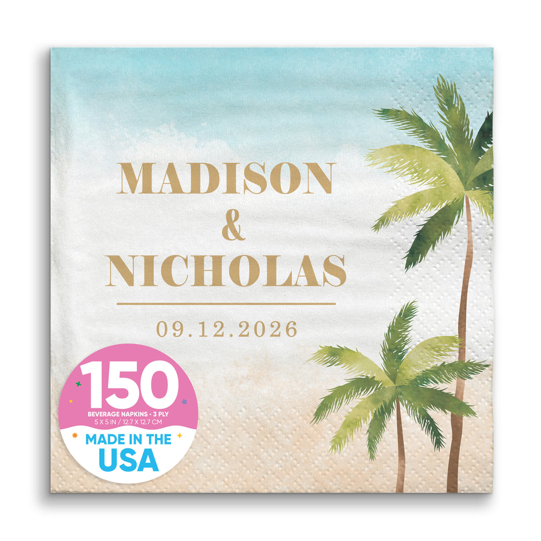 Custom Text - Beach Wedding Napkins
