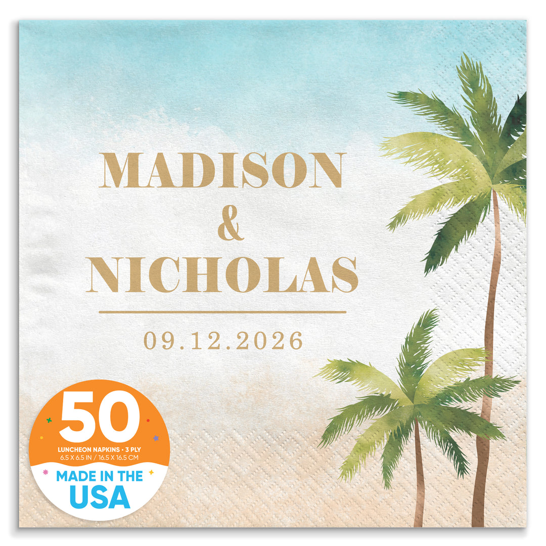 Custom Text - Beach Wedding Napkins