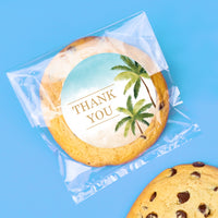 Beach Wedding Thank You Stickers & Clear Cookie Bags - 25 Ct