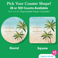 Custom Text Coasters - Beach Wedding
