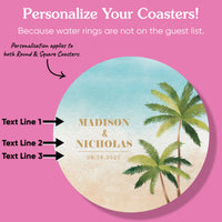 Custom Text Coasters - Beach Wedding