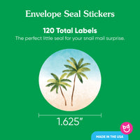 Beach Wedding Rings Envelope Seal Stickers - 120 Ct