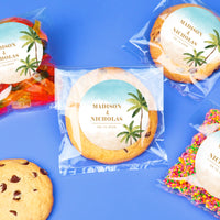 Custom Text Stickers & Clear Cookie Bags -  Beach Wedding