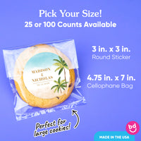 Custom Text Stickers & Clear Cookie Bags -  Beach Wedding