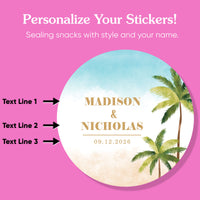 Custom Text Stickers & Clear Cookie Bags -  Beach Wedding