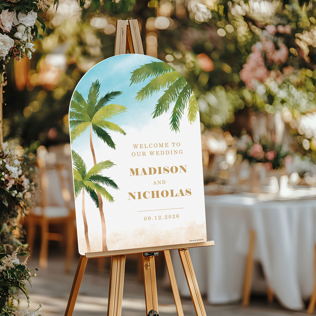 Personalized Text Beach Wedding Welcome Sign (Select Your Size)