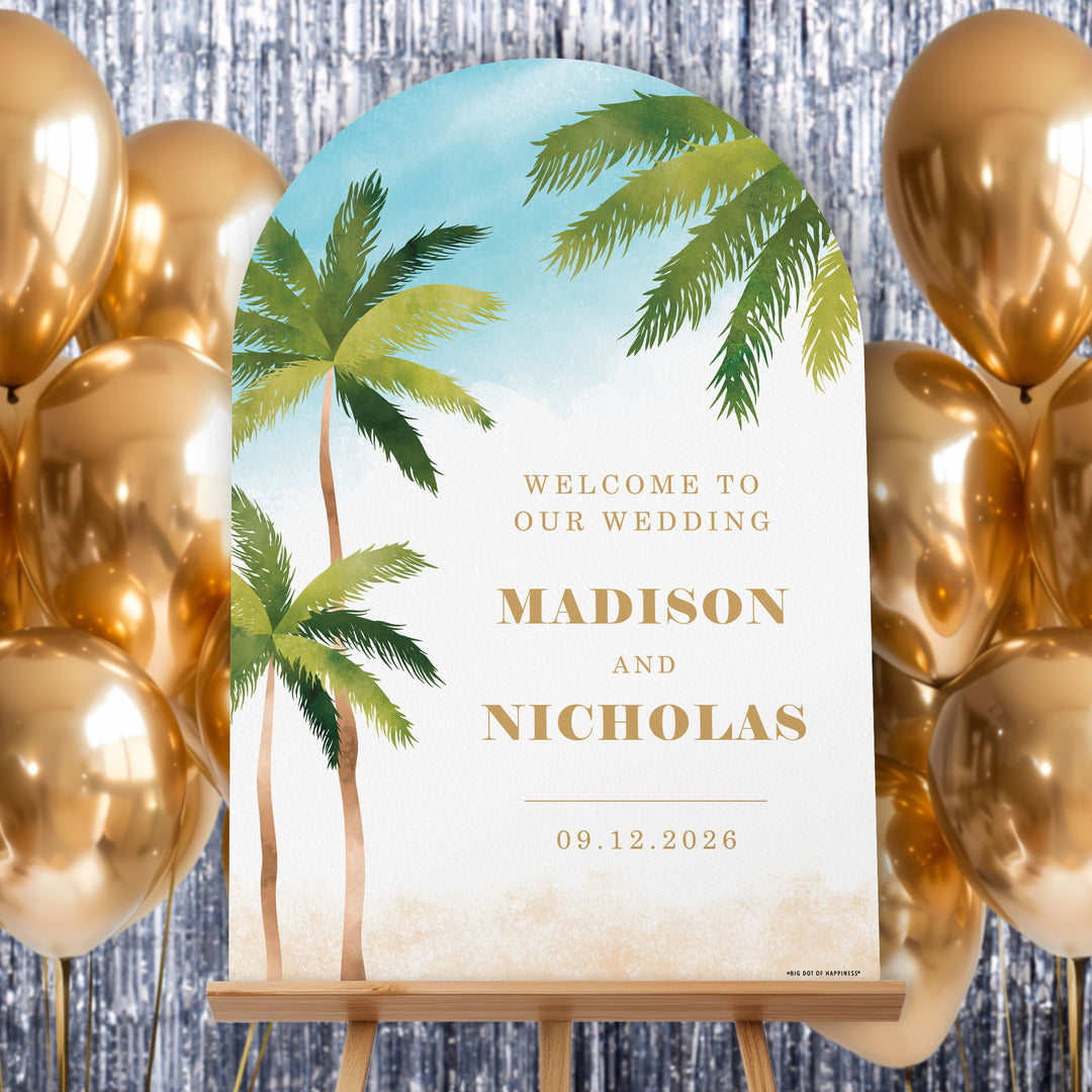 Personalized Text Beach Wedding Welcome Sign (Select Your Size)