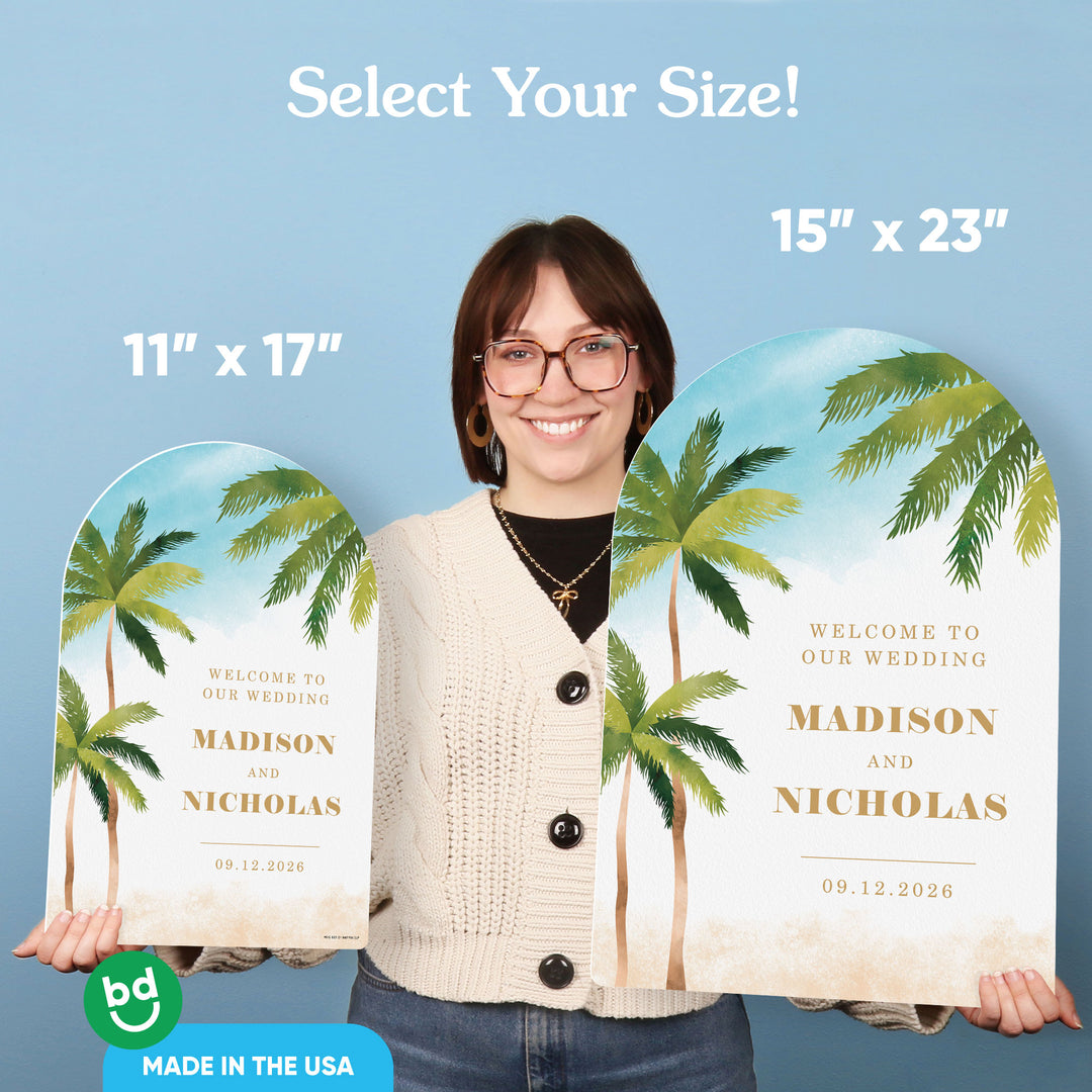 Personalized Text Beach Wedding Welcome Sign (Select Your Size)