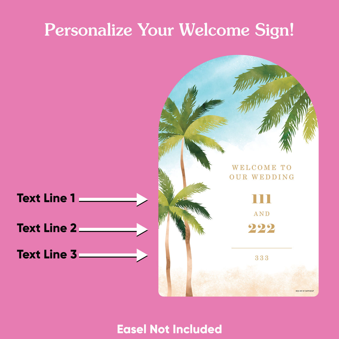 Personalized Text Beach Wedding Welcome Sign (Select Your Size)