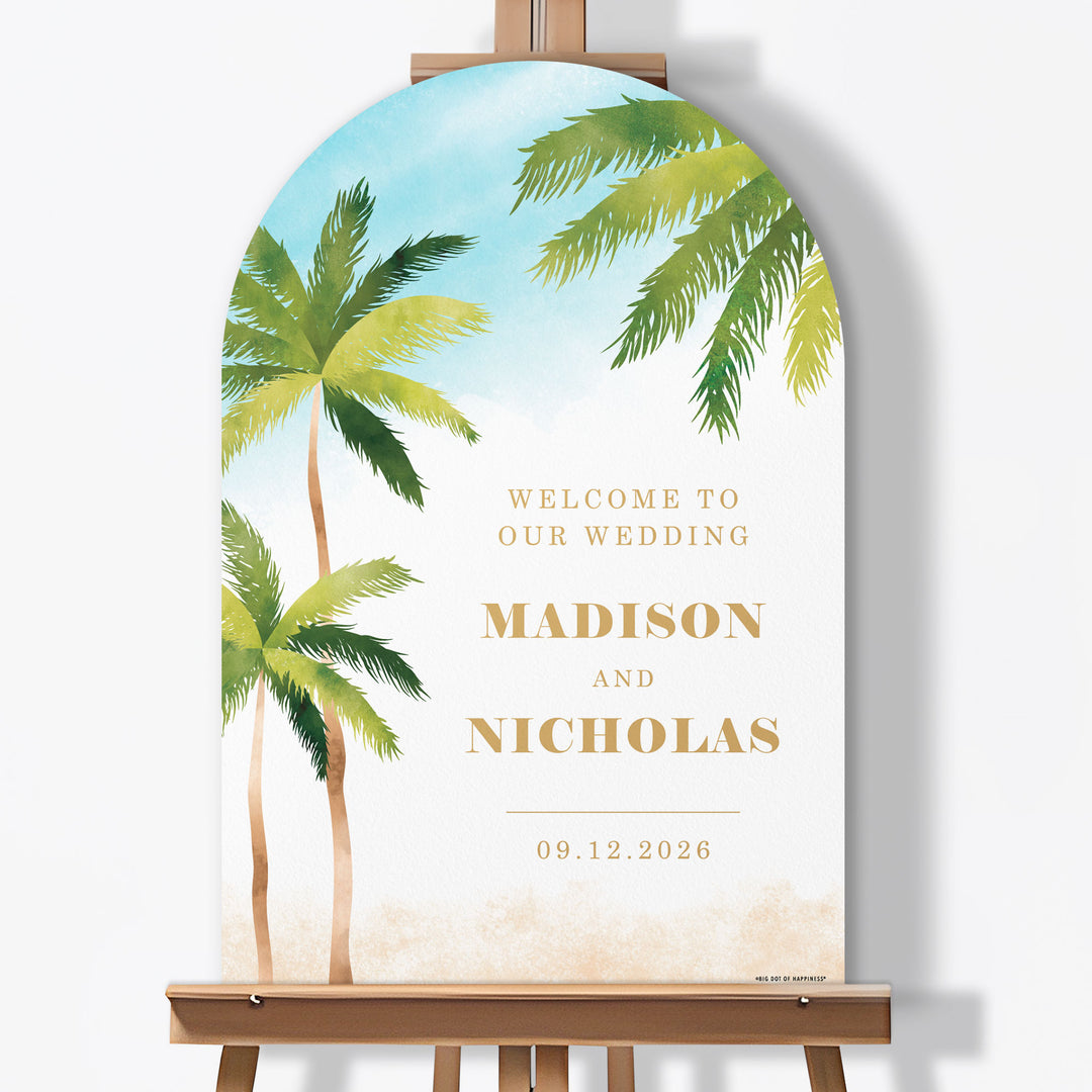 Personalized Text Beach Wedding Welcome Sign (Select Your Size)