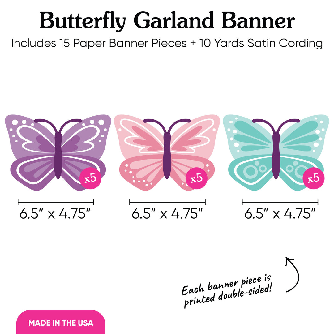 Butterfly Garland Banner - 15 Pc