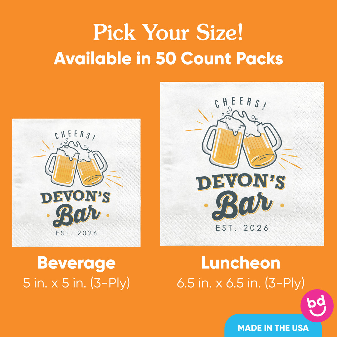 Custom Text - Cheers & Beers Napkins - 50 Ct