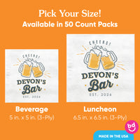Custom Text - Cheers & Beers Napkins - 50 Ct
