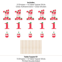 Berry First Birthday - Sweet Strawberry - Fruit 1st Birthday Party Centerpiece Sticks - Table Toppers - Set of 15