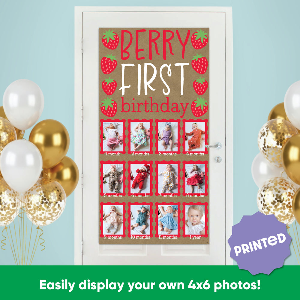 Berry First Birthday Kraft Photo Banner
