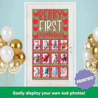 Strawberry theme banner hand-painted fruit design close-up