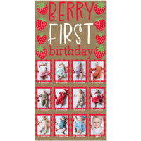 Berry Sweet strawberry kraft photo banner first birthday decor