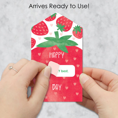 Berry Sweet Strawberry - Fruit Cards for Kids - Happy Valentine’s Day Pull Tabs - Set of 12
