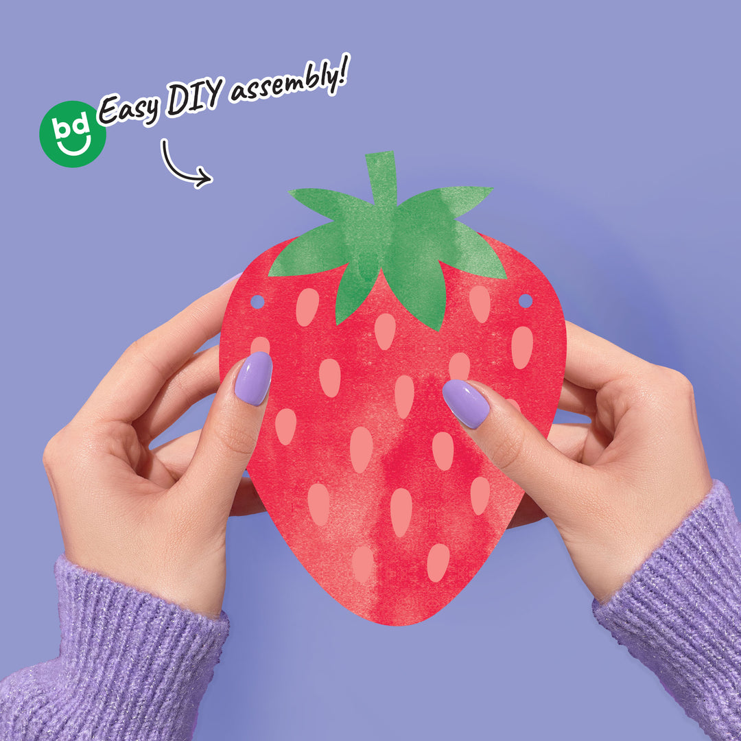 Close-up of watercolor strawberry banner design