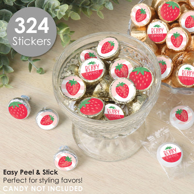 Berry Sweet Strawberry - Fruit Themed Birthday Party or Baby Shower Small Round Candy Stickers - Party Favor Labels - 324 Count