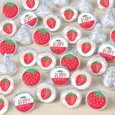 Berry Sweet Strawberry - Fruit Themed Birthday Party or Baby Shower Small Round Candy Stickers - Party Favor Labels - 324 Count