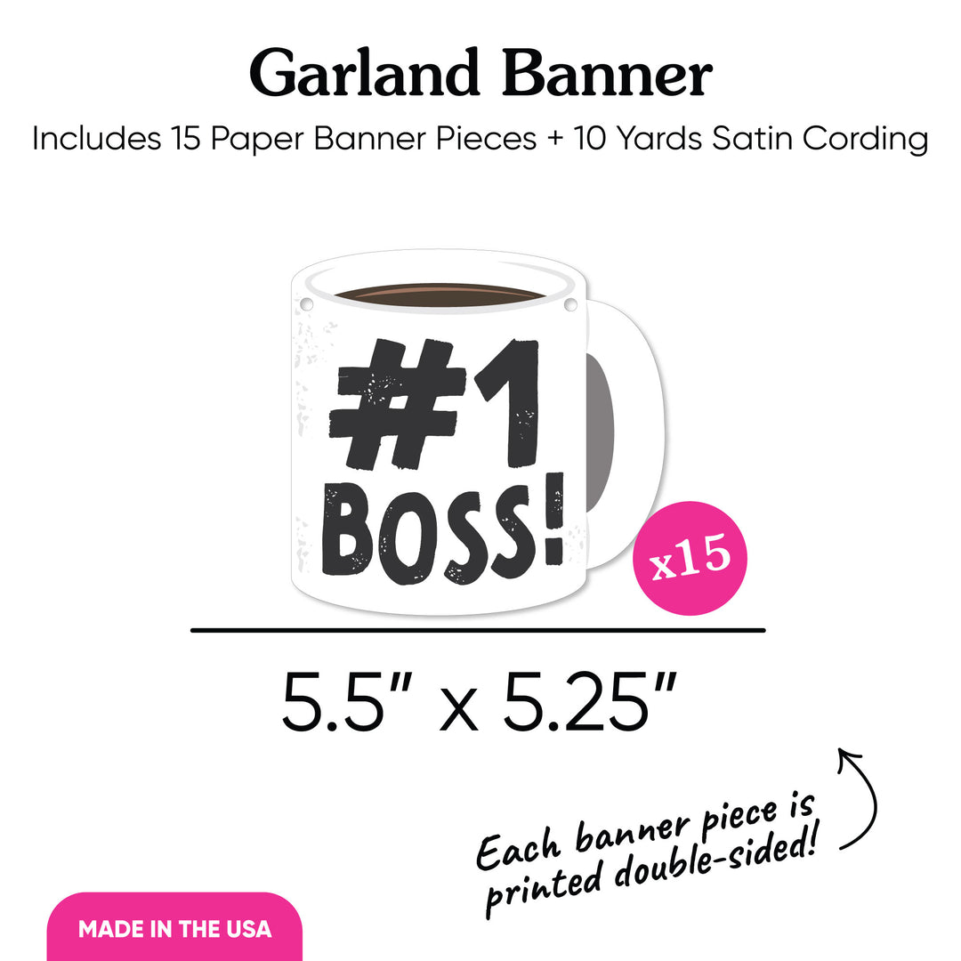 Best Boss Ever Garland Banner - 15 Pc