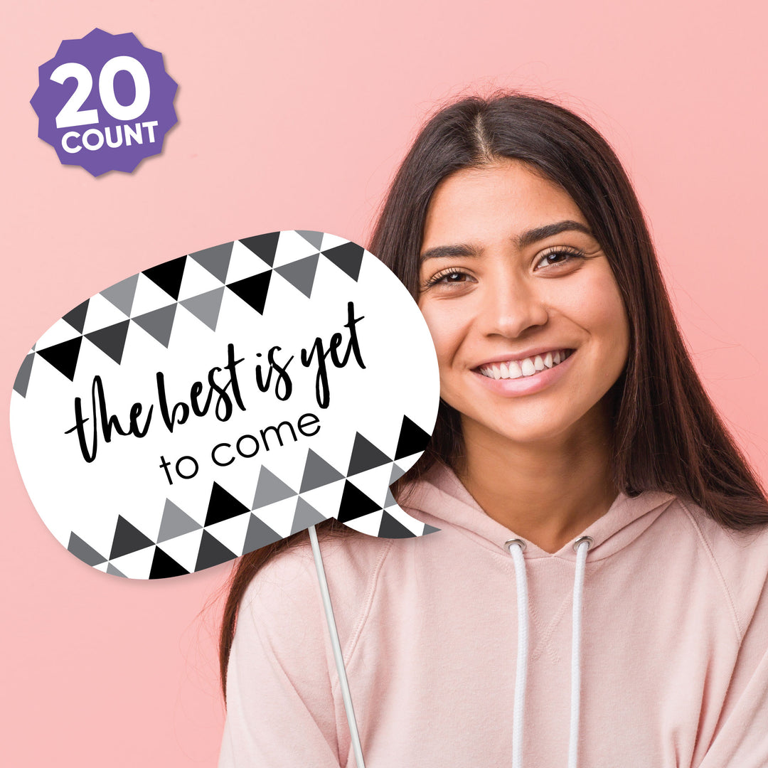 Black and White Grad - 2026 Graduation Party Photo Booth Props Kit - 20 Count