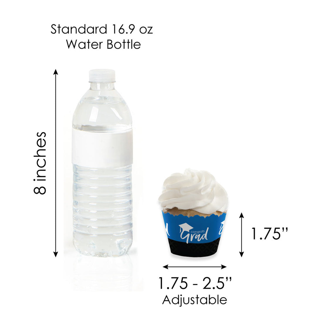 Blue Grad - Best is Yet to Come - Cupcake Decoration - 2026 Royal Blue Graduation Party Cupcake Wrappers and Treat Picks Kit - Set of 24