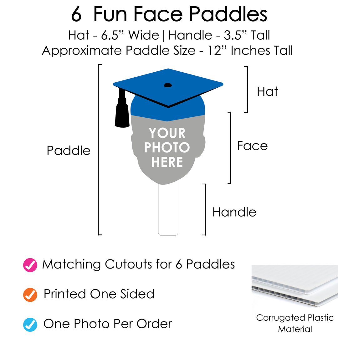 Custom Fun Face Blue Grad Paddles - 6 Ct