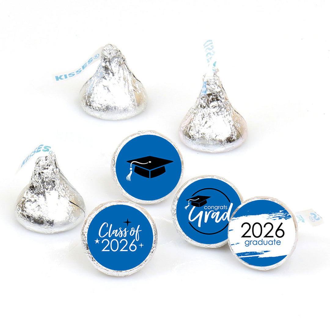 Blue Grad - Best is Yet to Come - Round Candy Labels 2026 Graduation Party Favors - Fits Hershey's Kisses 108 Ct