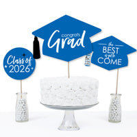 Blue Grad - Best is Yet to Come - 2026 Royal Blue Graduation Party Centerpiece Sticks - Table Toppers - Set of 15