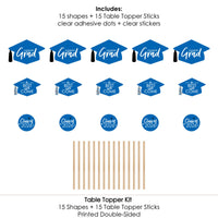 Blue Grad - Best is Yet to Come - 2026 Royal Blue Graduation Party Centerpiece Sticks - Table Toppers - Set of 15