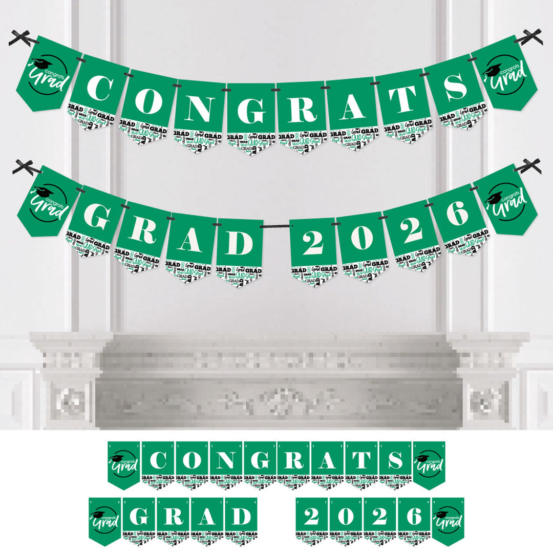 Green Grad - Best is Yet to Come - 2026 Graduation Party Bunting Banner and Decorations - Congrats Grad