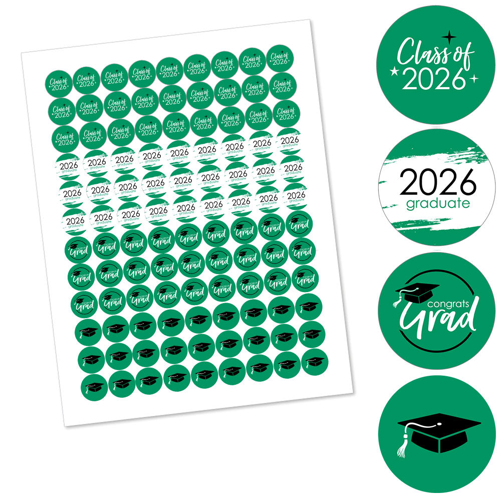 Green Grad - Best is Yet to Come - Round Candy Labels 2026 Graduation Party Favors - Fits Hershey's Kisses 108 Ct