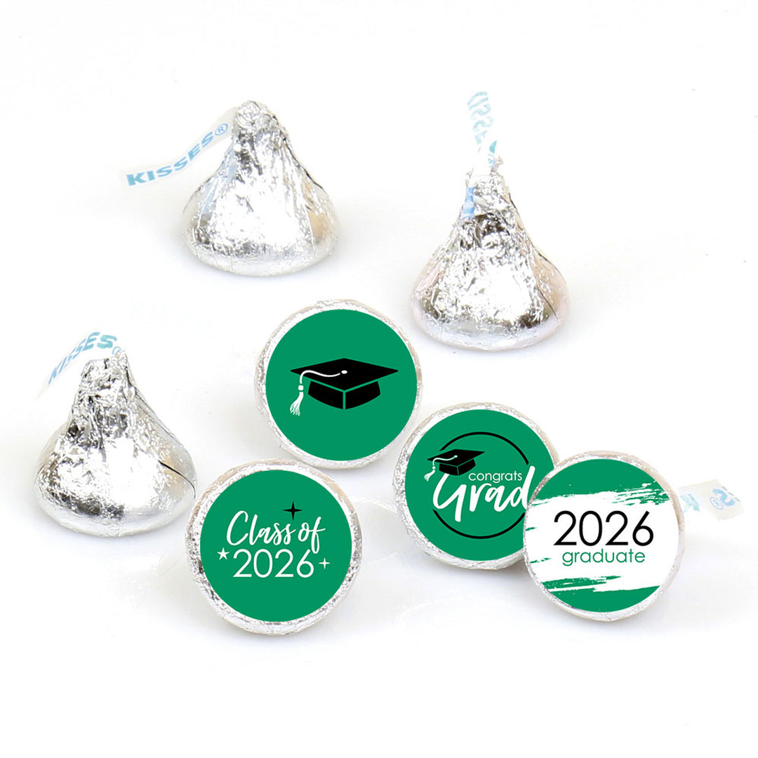 Green Grad - Best is Yet to Come - Round Candy Labels 2026 Graduation Party Favors - Fits Hershey's Kisses 108 Ct