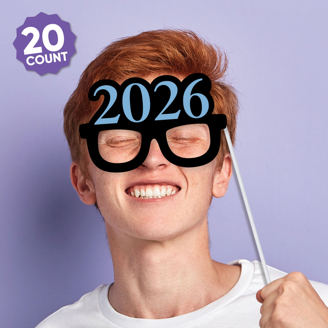 Light Blue Grad - 2026 Graduation Party Photo Booth Props Kit - 20 Count