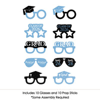 Light Blue Grad Glasses - Best is Yet to Come - Light Blue 2026 Paper Card Stock Graduation Party Photo Booth Props Kit - 10 Count